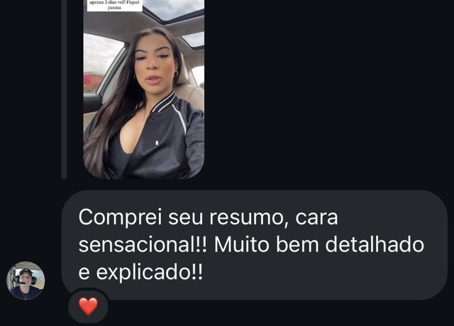 Print de depoimento de aluno(a) sobre os materiais da Micaely